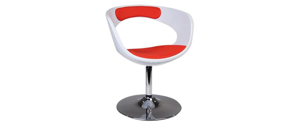 Fauteuil / chaise design blanc et rouge GROOVY  image 1