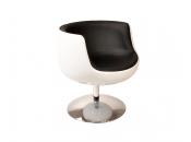 Fauteuil / chaise design r&eacute;tro blanc et noir Brady
