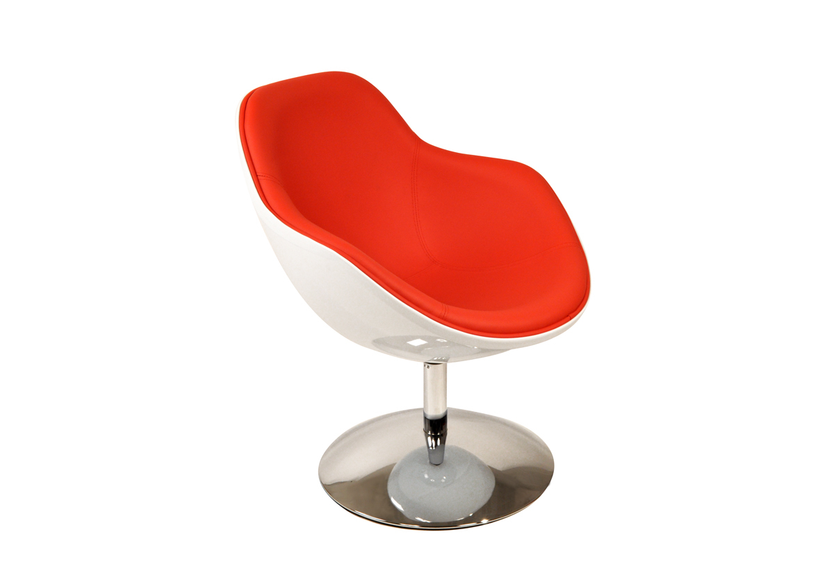 Fauteuil / chaise design r&eacute;tro blanc et rouge Solly