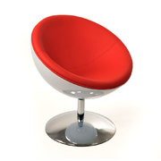 Fauteuil / chaise design r&eacute;tro blanc et rouge Stanley