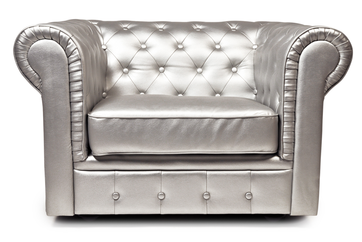 Fauteuil Chesterfield argent design