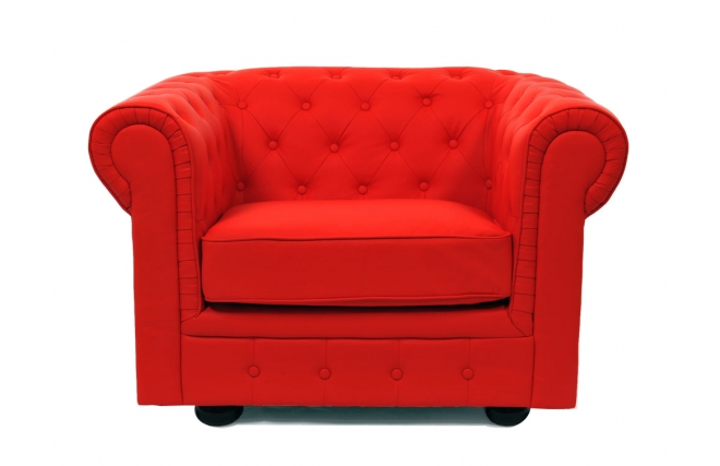 Fauteuil Chesterfield coloris rouge