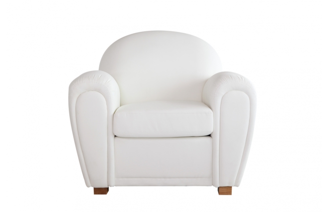 Fauteuil Club cuir blanc New Club