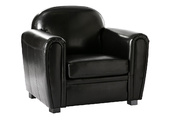 Fauteuil Club cuir noir - cuir de buffle