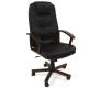 Fauteuil de bureau VENUSIA noir - accoudoirs bois