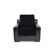 Fauteuil de salon en cuir et tissu LUCAS image pub1