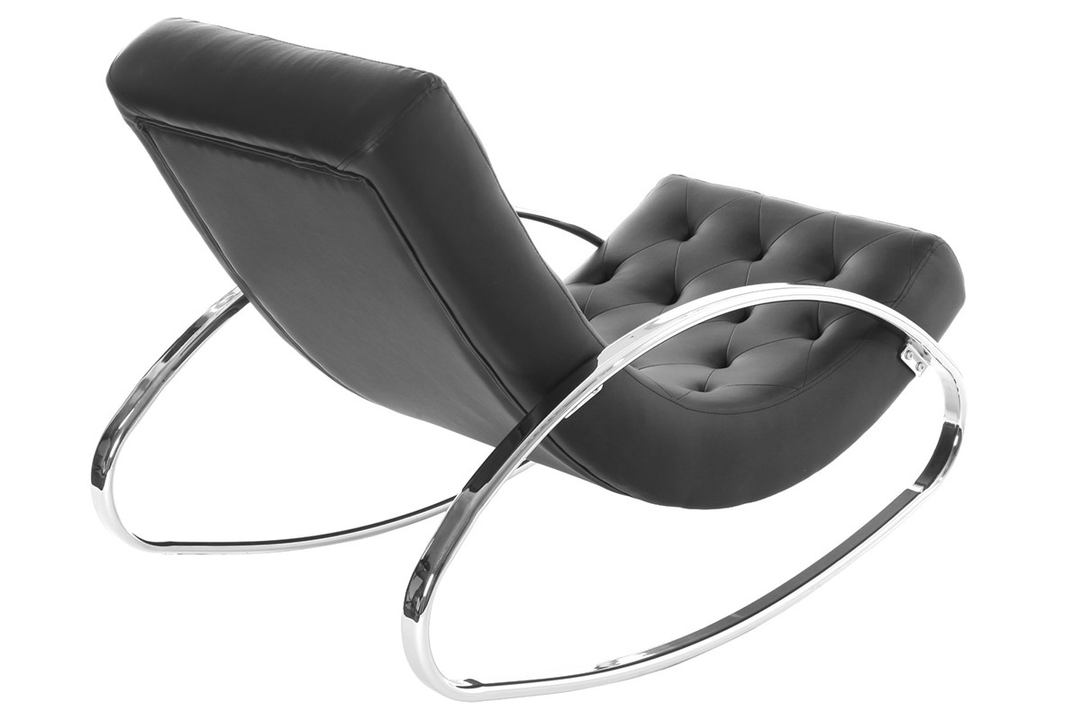 Fauteuil design noir rocking chair CHESTY Miliboo