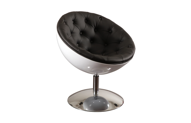 Fauteuil design r&eacute;tro blanc et noir New Stanley
