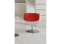 Fauteuil design r&eacute;tro blanc et rouge Brady