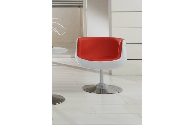 Fauteuil design r&eacute;tro blanc et rouge Brady