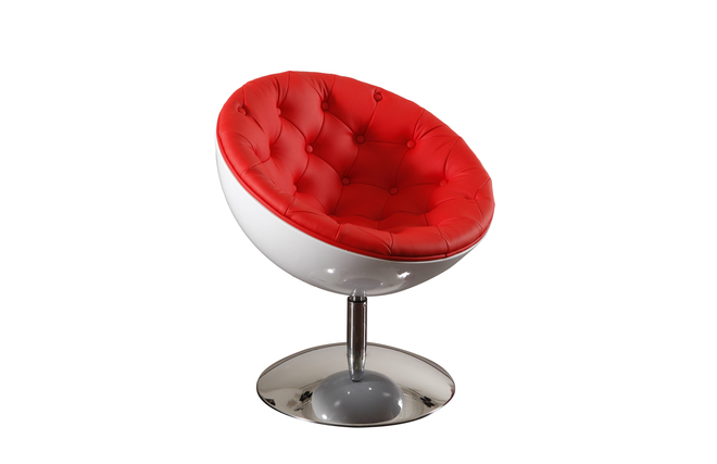 Fauteuil design r&eacute;tro blanc et rouge New Stanley