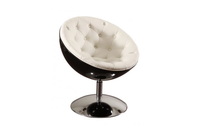 Fauteuil design r&eacute;tro noir et blanc New Stanley