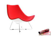Fauteuil design rouge et blanc HELIO 