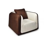 Fauteuil ITALIA coloris blanc et chocolat image 1