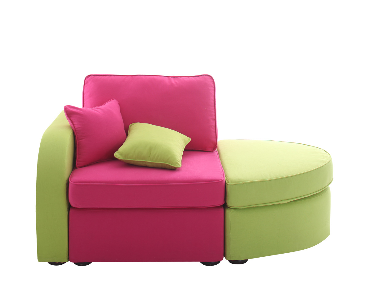 Fauteuil m&eacute;ridienne moderne rose et anis UP TO YOU