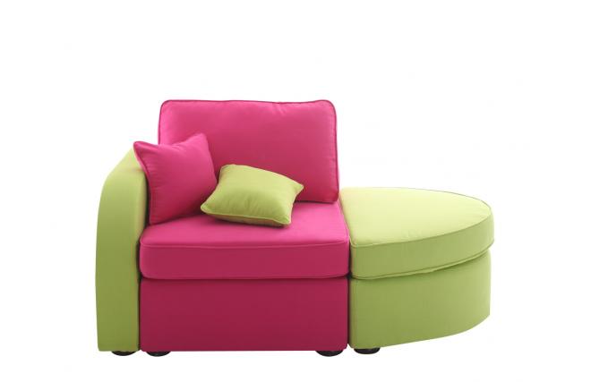 Fauteuil m&eacute;ridienne moderne rose et anis UP TO YOU