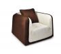 Fauteuil moderne blanc et chocolat en microfibre Italia