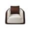 Fauteuil moderne blanc et chocolat en microfibre Italia