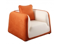 Fauteuil moderne blanc et orange en microfibre Italia