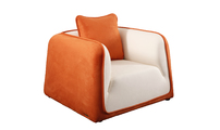 Fauteuil moderne blanc et orange en microfibre Italia
