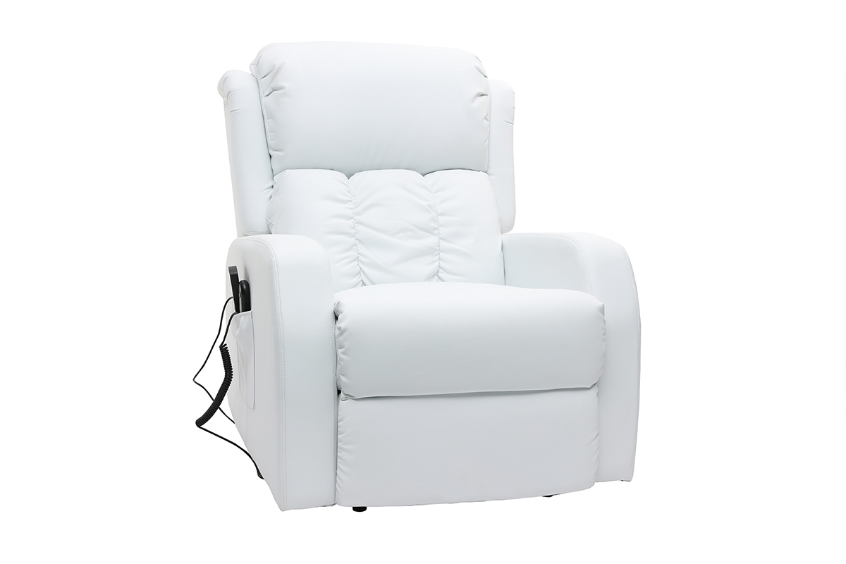 SOLDES Fauteuil relax &eacute;lectrique massant blanc GALLER