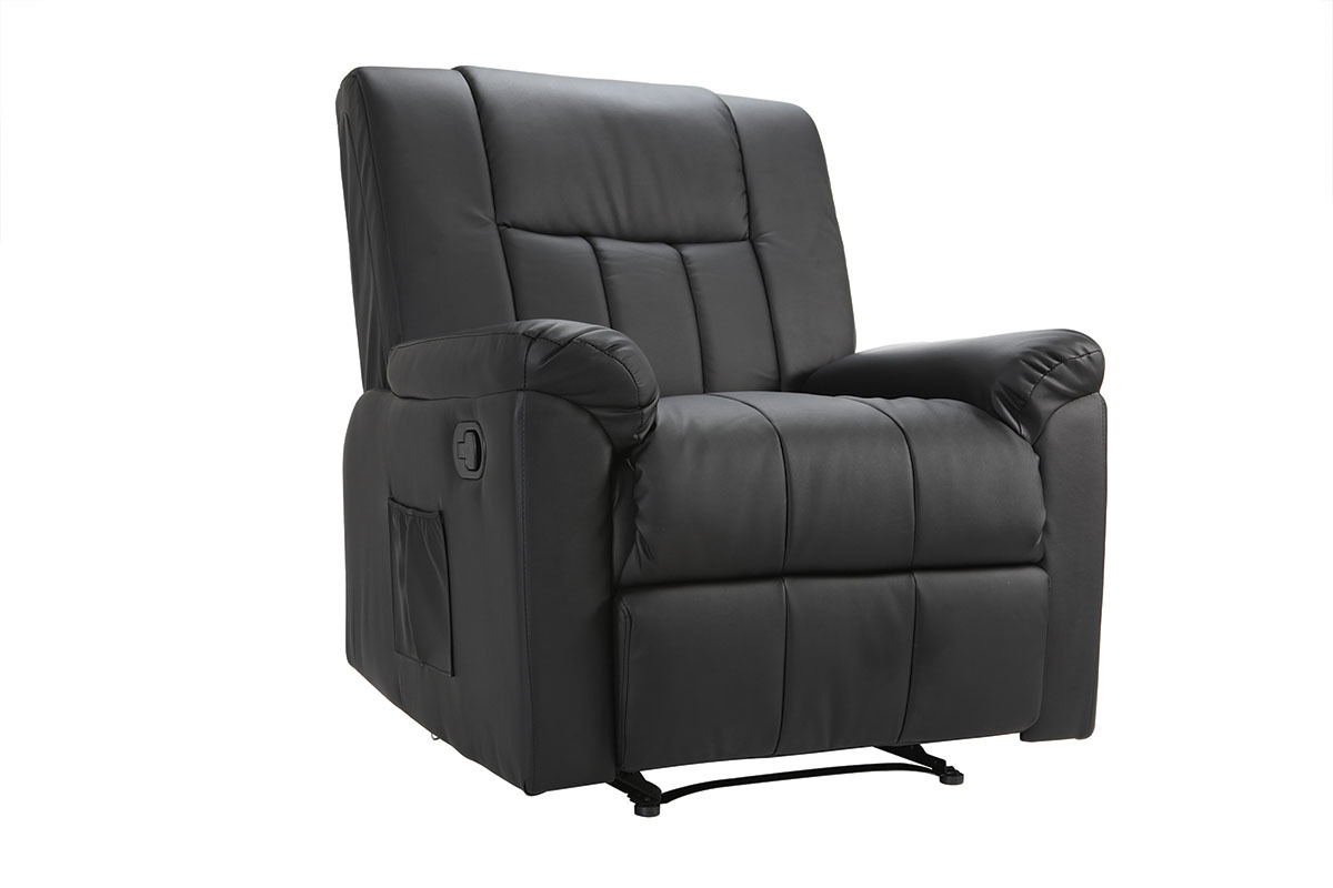 Fauteuil relax noir manuel Joey