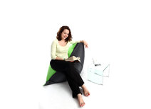 Housse de pouf bicolore gris et vert anis SMALL MILIBAG 