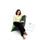 Housse de pouf bicolore gris et vert anis SMALL MILIBAG 