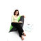 Housse de pouf bicolore gris et vert anis SMALL MILIBAG 