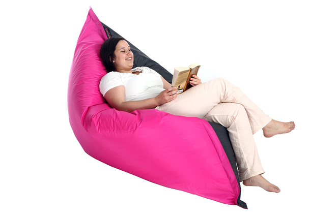 Housse de pouf g&eacute;ant bicolore gris et rose BIG MILIBAG 