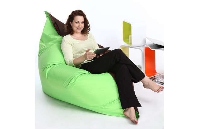 Housse de pouf g&eacute;ant bicolore marron et vert anis BIG MILIBAG 