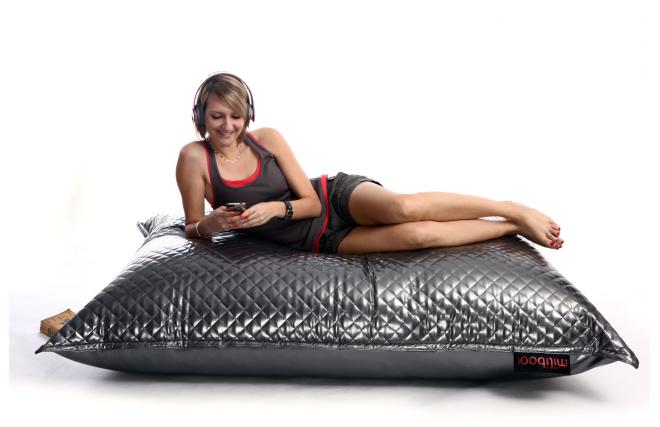 Housse pouf matelass&eacute; argent&eacute; BIG MILIBAG TREND 