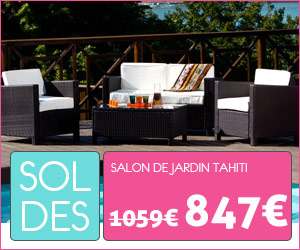 Promo du moment : Salon de jardin TAHITI - 2 fauteuils, 1 canap� 2 places & 1 table basse - Couleur Cacao