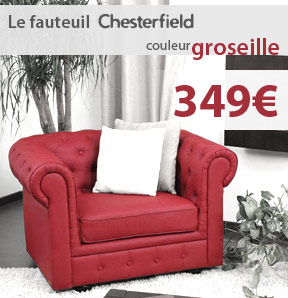 Promo du moment : Fauteuil Chesterfield coloris groseille