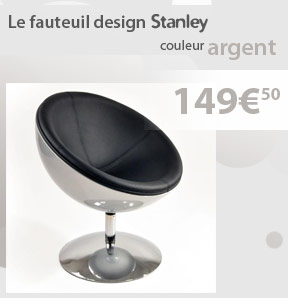 Promo du moment : Fauteuil / chaise design STANLEY argent et noir en ABS et polyur�thane 