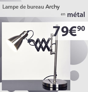 Promo du moment : Lampe de bureau / � poser ARCHY extensible - m�tal