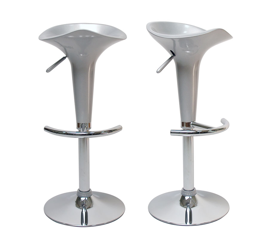 Tabouret : Lot de 2 tabourets de bar / cuisine GALAXY argent