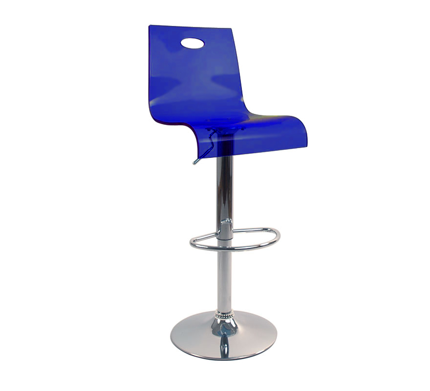 Tabouret de bar / cuisine plexiglas bleu transpare