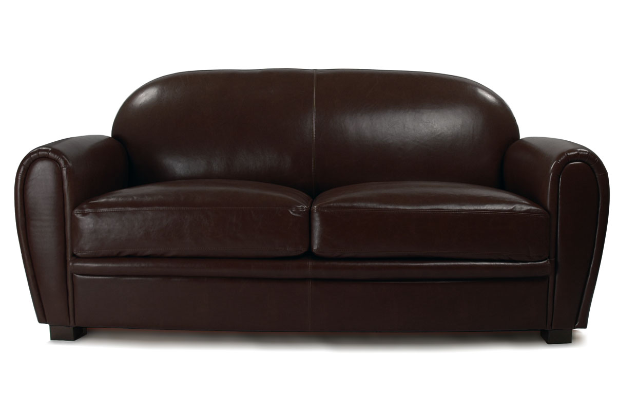 Canap lit CLUB 3 places - coloris marron - cuir de