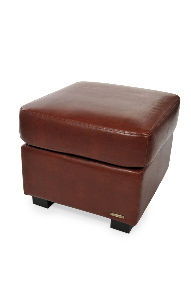 Pouf / repose pied Club cuir marron clair