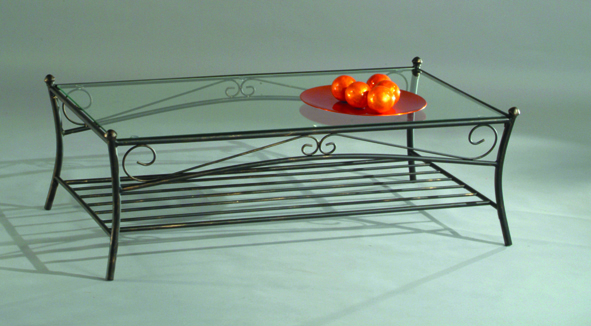 Table basse en verre et acier rectangulaire Floren