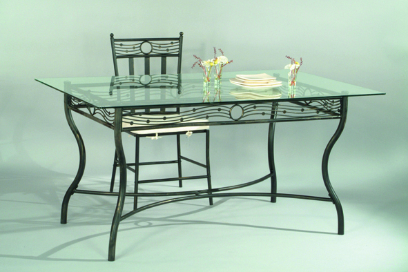 Table de cuisine / salle manger en verre et acier