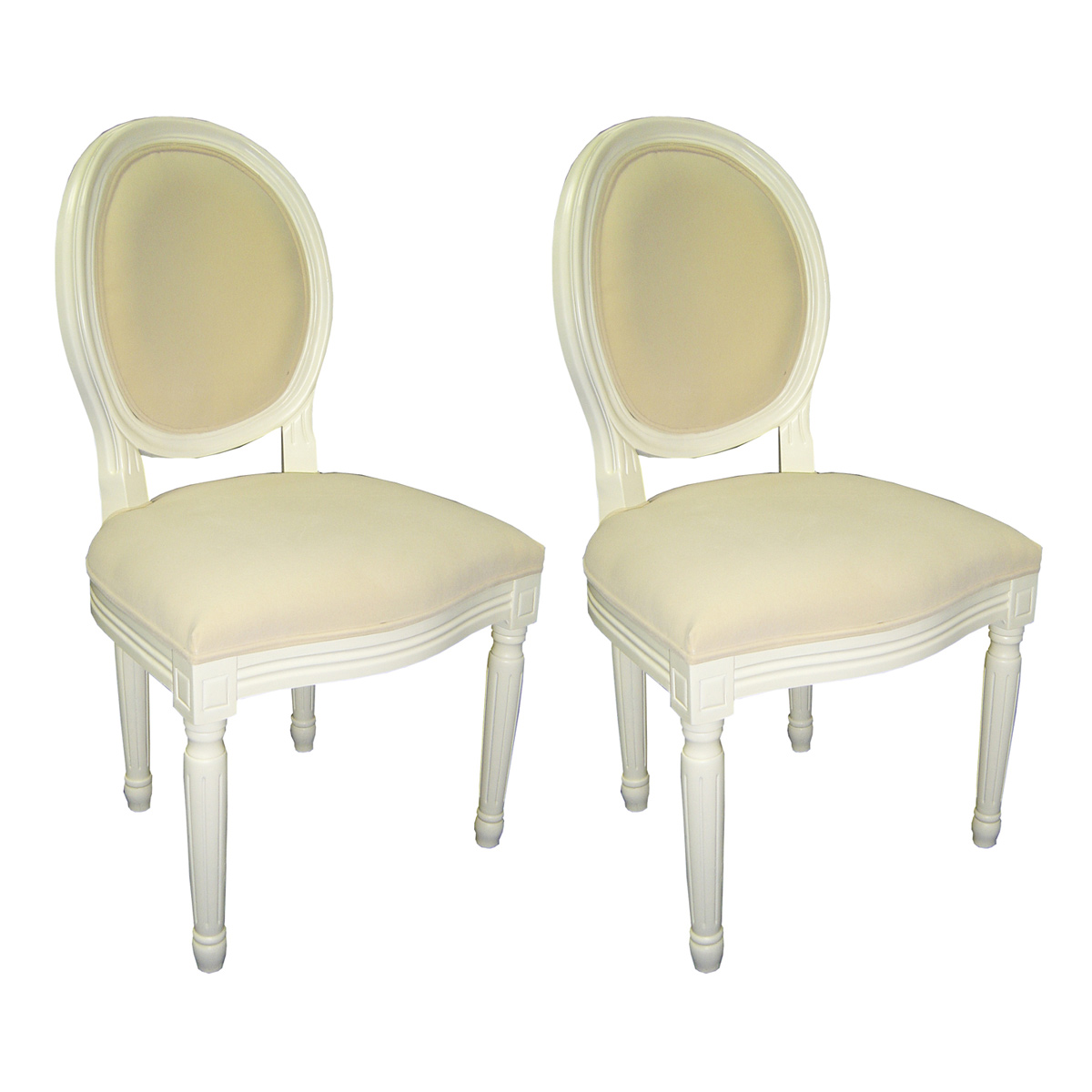 Chaise baroque salle manger blanc MEDAILLON (lot
