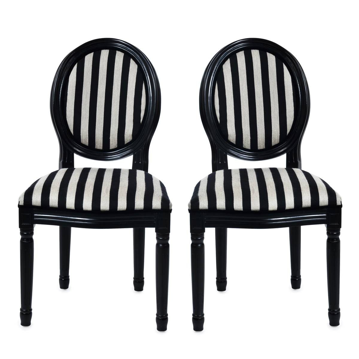 Chaise baroque salle manger noir et blanc MEDAILL