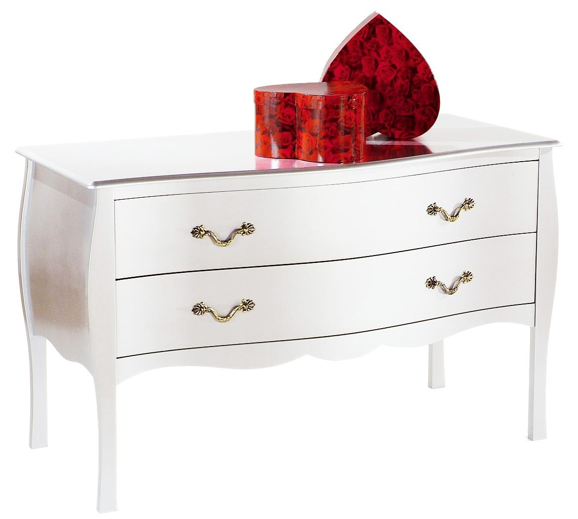 Commode / chevet baroque blanc 2 tiroirs Louisa