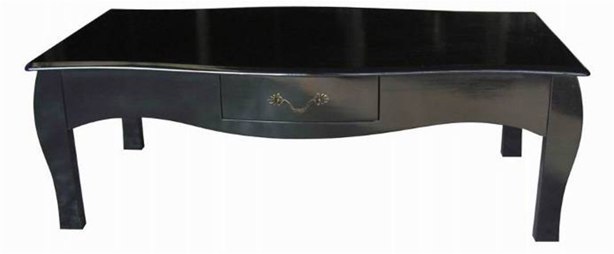 Table basse baroque noire 1 tiroir Louisa