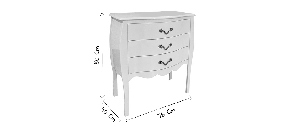 commode baroque blanche 3 tiroirs louisa