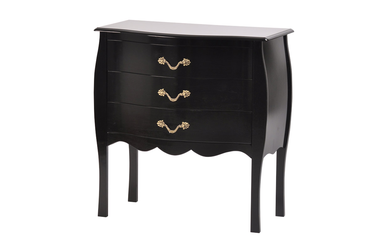 Commode baroque noire 3 tiroirs Louisa