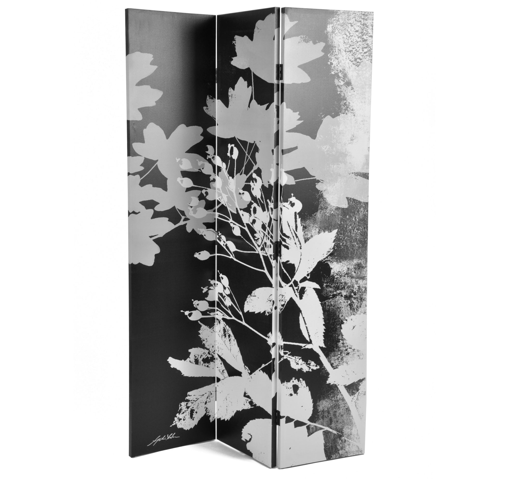 Paravent moderne en tissu et bois Flora
