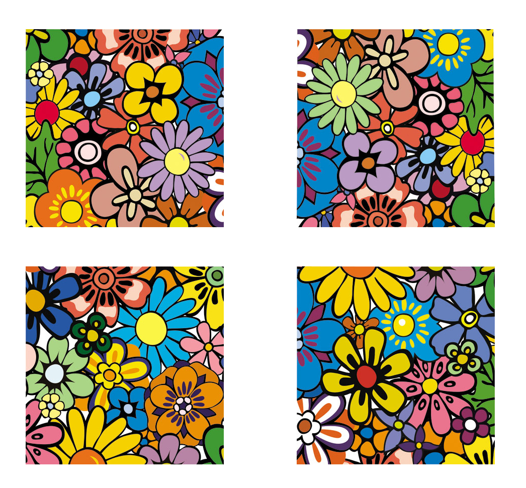 Tableau contemporain multicolore Full Flowers (lot